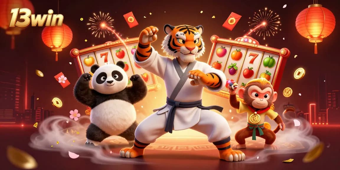 Experience the excitement of 13win at the slots with a vibrant 3D casino scene.