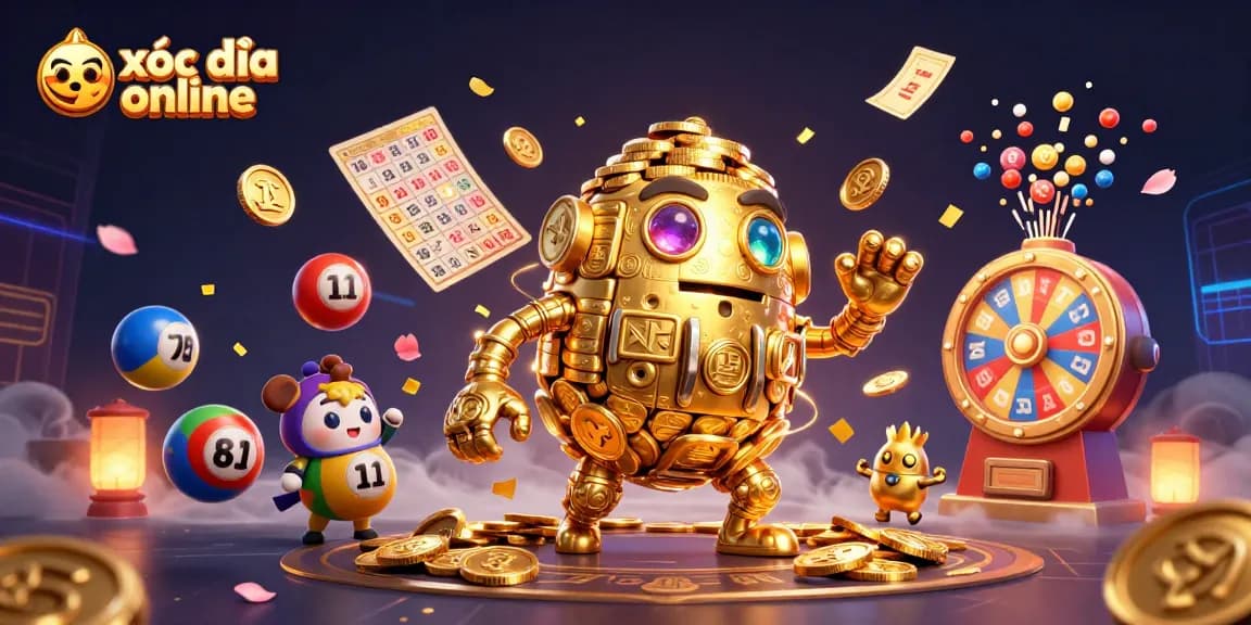 Experience the excitement of xóc đĩa online with vibrant 3D casino elements and dynamic characters.
