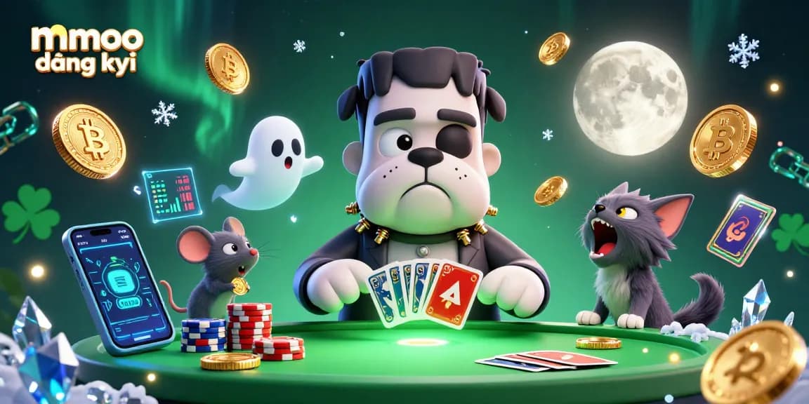 Experience mmoo đăng ký and thrilling card games in this vibrant 3D casino scene.