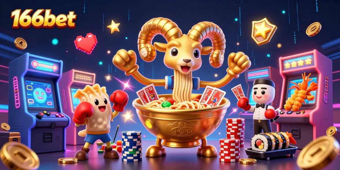 Engage with exciting games at 166bet featuring a vibrant 3D cartoon casino scene.