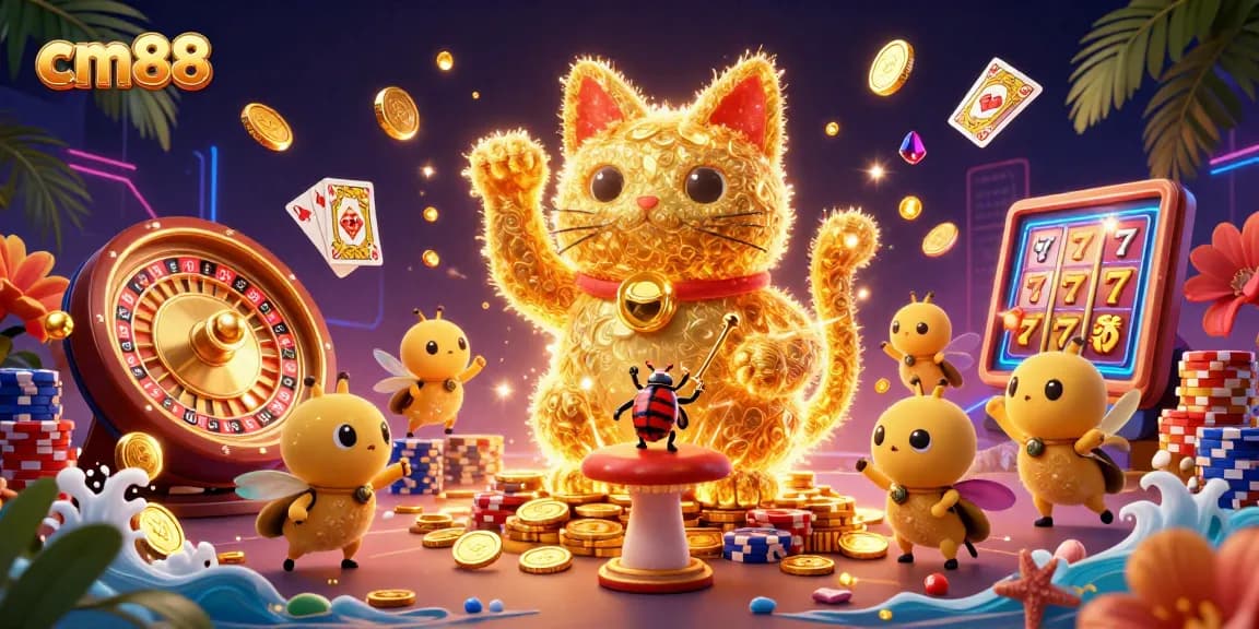 Experience dynamic casino excitement with cm88, featuring colorful characters and vibrant game elements.