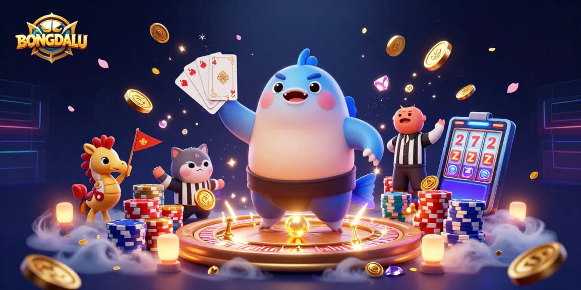 BONGDALU showcases a dynamic underwater gambling scene with a fugu, catfish referee, and seahorses, rich in casino elements.