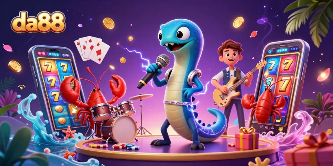 Engage in da88's vibrant underwater casino world with a lively electric eel DJ performing.