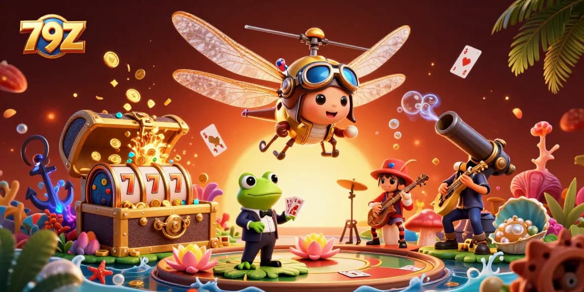 Immerse in the vibrant world of 79Z casino gaming, featuring a lively scene with engaging characters and action.