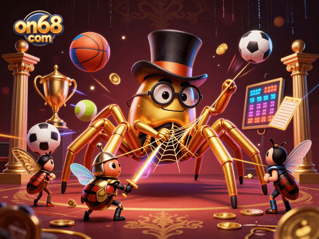 Immerse in the action at on68 com as the golden tarantula weaves a captivating web among exciting casino characters.