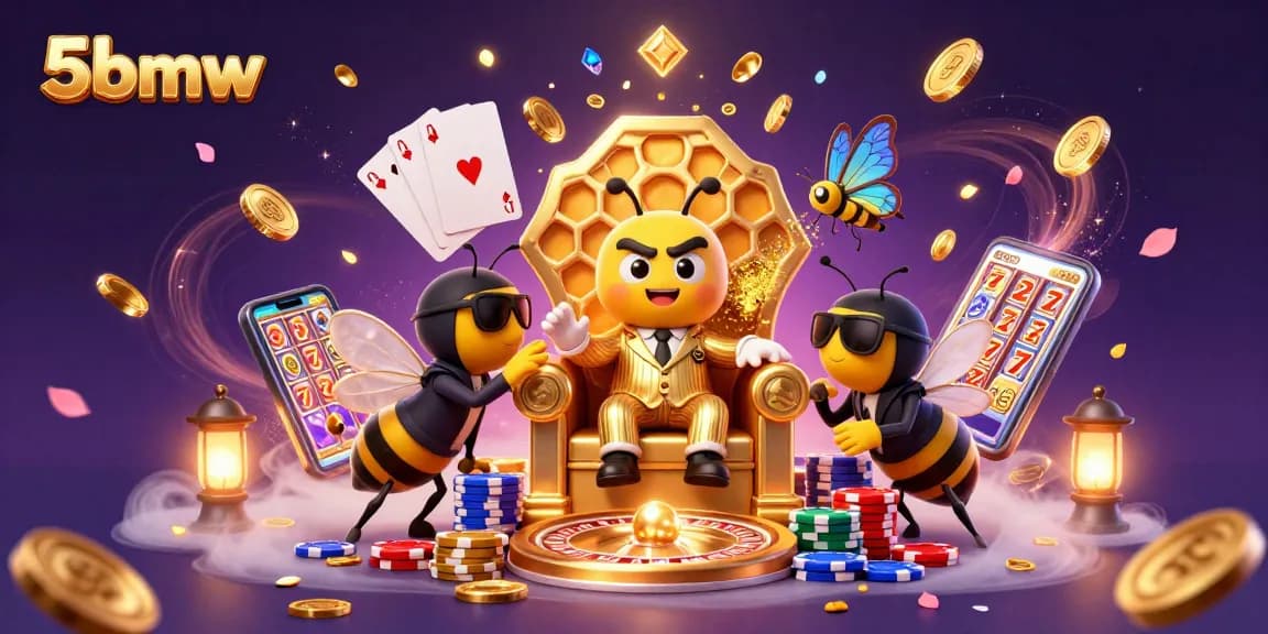Experience exciting gameplay at 5bmw with our bumblebee mob boss surrounded by dazzling casino elements.