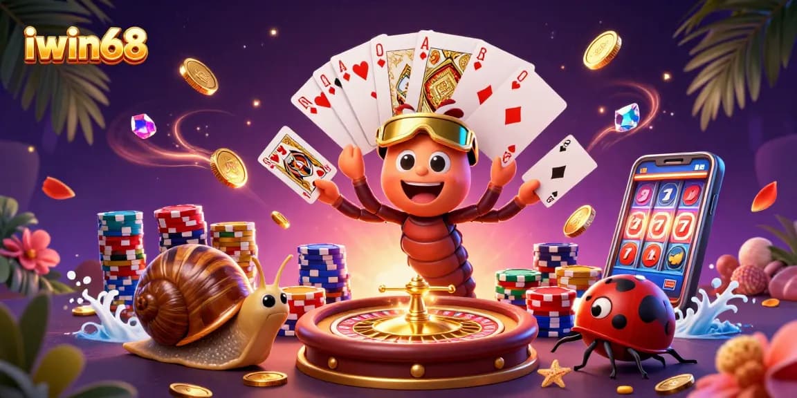 Experience thrilling gameplay at iwin68 with 3D dealer, cards, and vibrant casino elements.