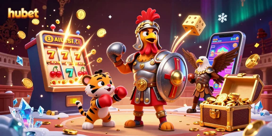 Experience thrilling gameplay at hubet with dynamic 3D characters, a jackpot explosion, and rich casino elements.