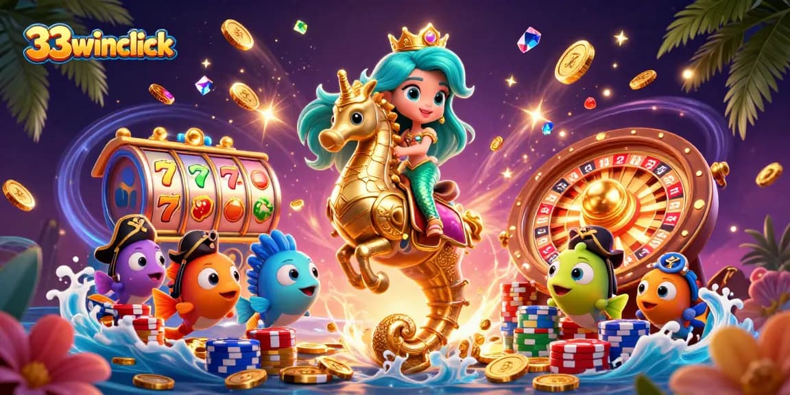 Experience the thrill of 33winclick as a mermaid princess wins big in a vibrant underwater casino world.
