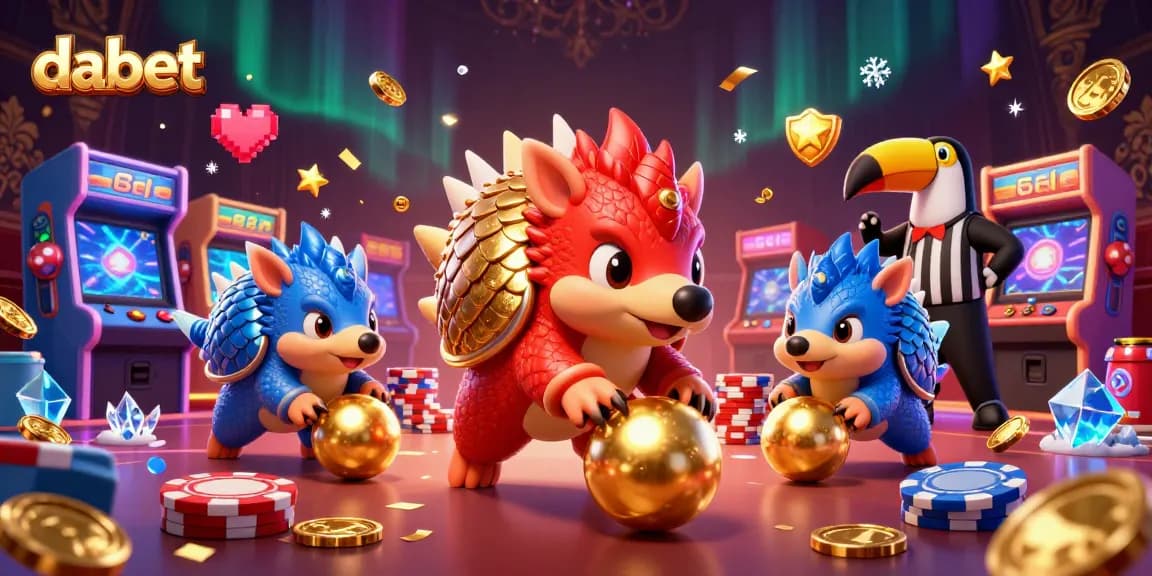Experience vibrant gambling energy with dabet's cartoon pangolins and arcade game elements.