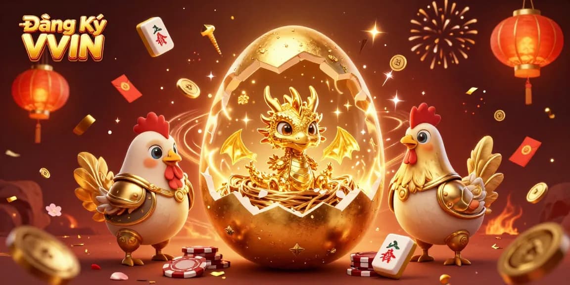 Experience Đăng Ký VWIN excitement with a scene of a golden dragon and poker chips