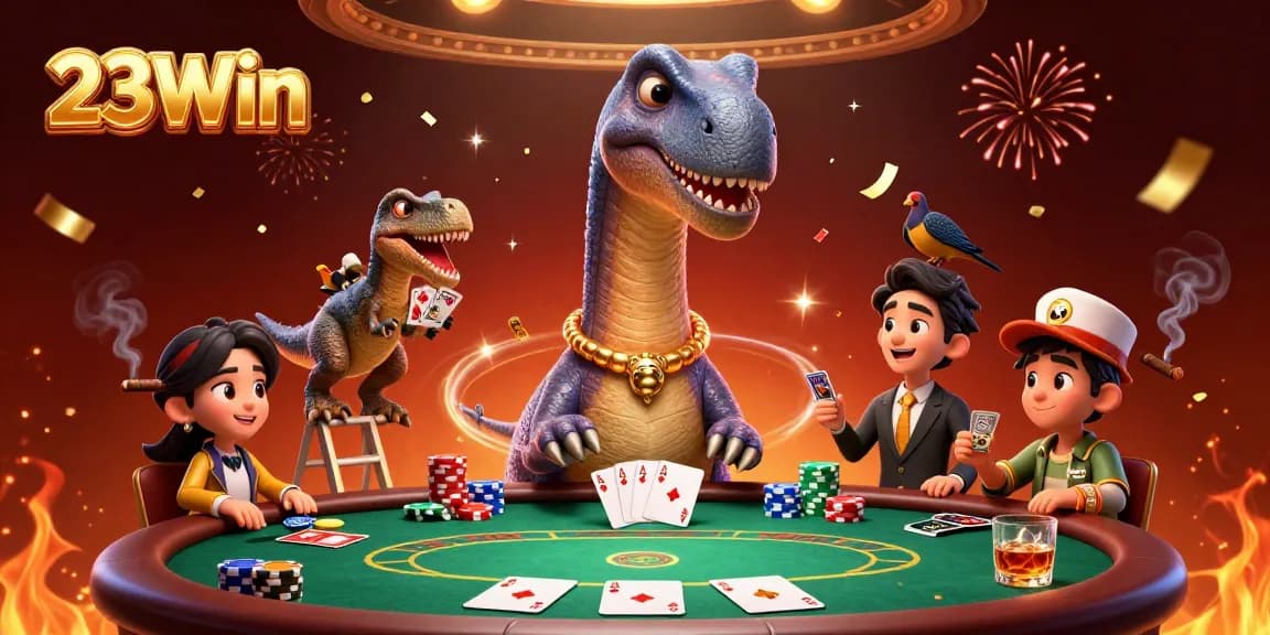 Experience the excitement of 23Win with a vibrant poker scene featuring clever characters in action!