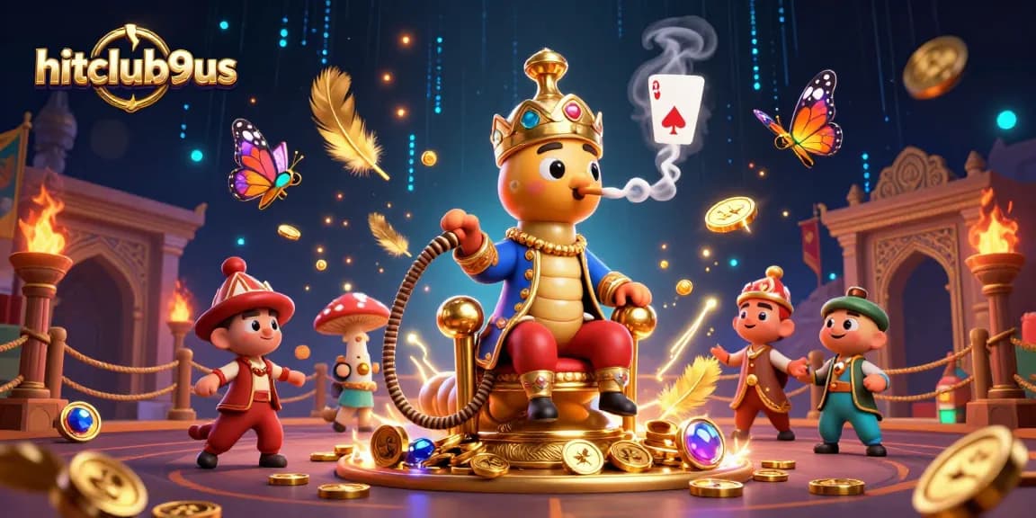 Engage with hitclub9us in a vibrant 3D illustration showcasing poker symbols and casino elements.