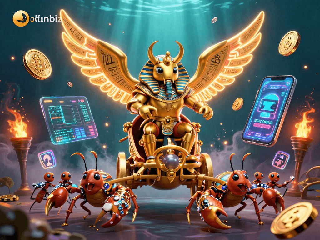 Engage with okfunbiz casino adventures featuring a golden scarab beetle and scorpions.