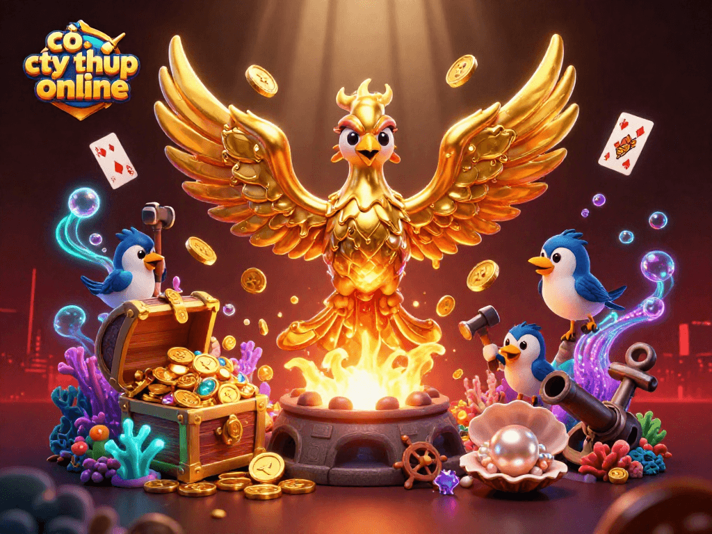 Experience the thrill of cờ tỷ phú online as a golden phoenix rises with treasures and excitement!