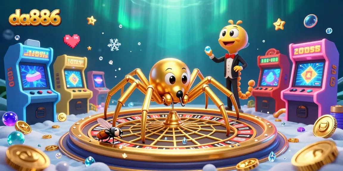 Experience thrilling bets at da886 with a dynamic roulette scene featuring a spider croupier.