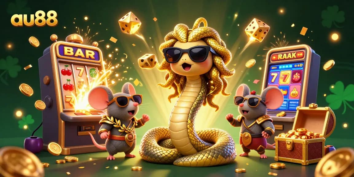 Engage with au88's exciting casino experience featuring golden jackpots and lively characters.