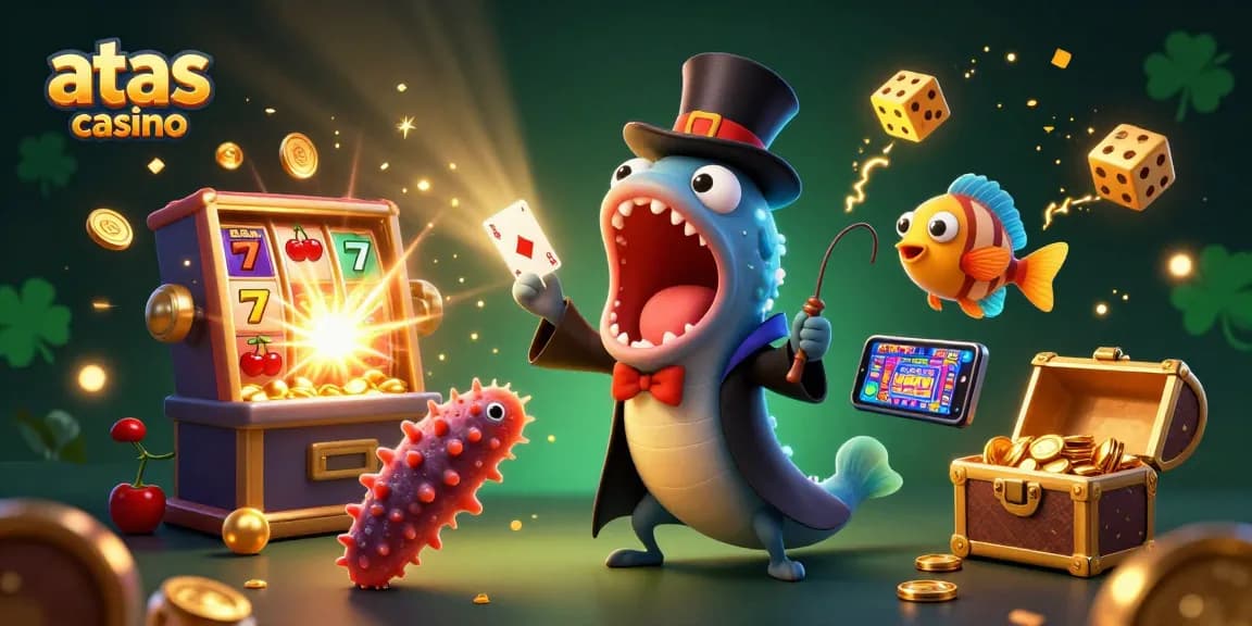 Engage with atas casino in a vibrant 3D scene showcasing colorful characters and dynamic game elements.