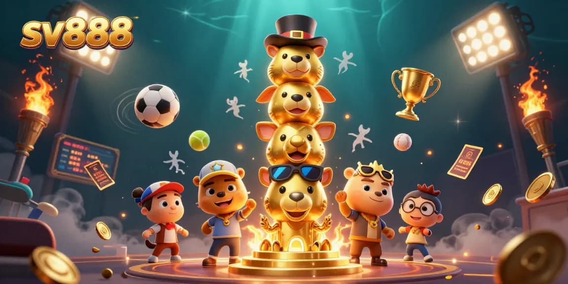 Play and win at sv888, featuring a vibrant casino scene with dynamic sports elements.