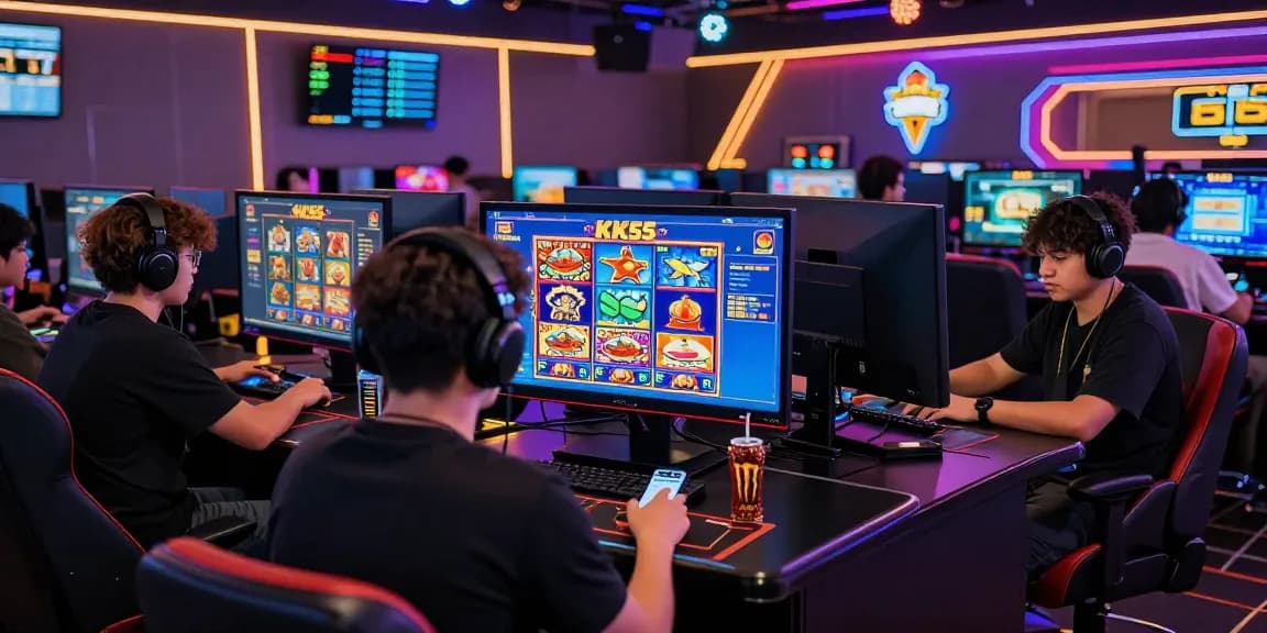 Engaged players enjoying the KK55 online gaming platform in a vibrant and electric gaming atmosphere.