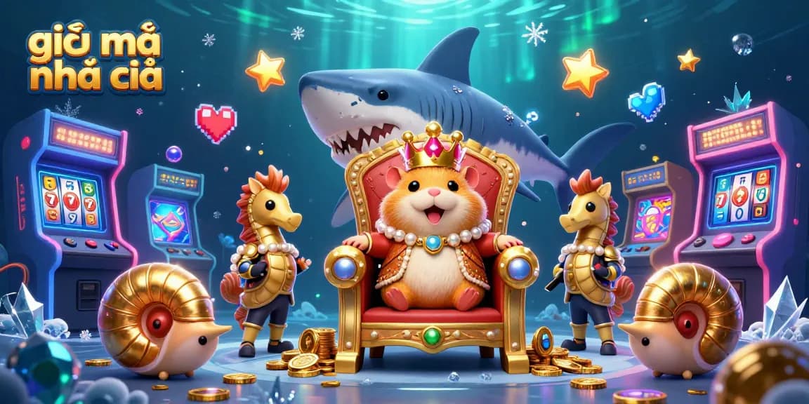 Engage in gameplay with giải mã nhà cái as the fierce golden hamster king and seahorse guards preside over a treasure-laden casino scene.