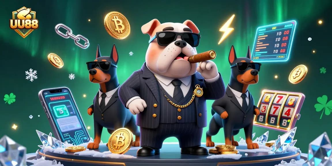 Engage with UU88's premier casino experience featuring the mafia boss bulldog and luxurious gaming elements.