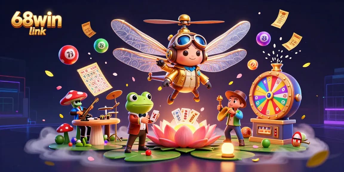 Engage with the vibrant 68win link, experiencing a captivating online casino scene filled with joy and dynamic action.