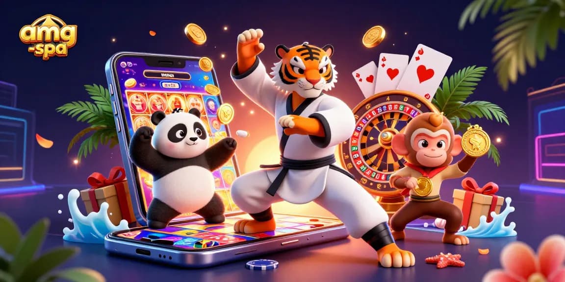 Engage with amg-spa in a thrilling slot game scene featuring vibrant characters and dynamic gambling elements.