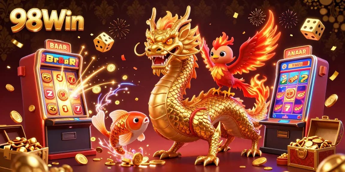 Experience thrilling gameplay at 98Win with a stunning 3D casino illustration full of excitement.