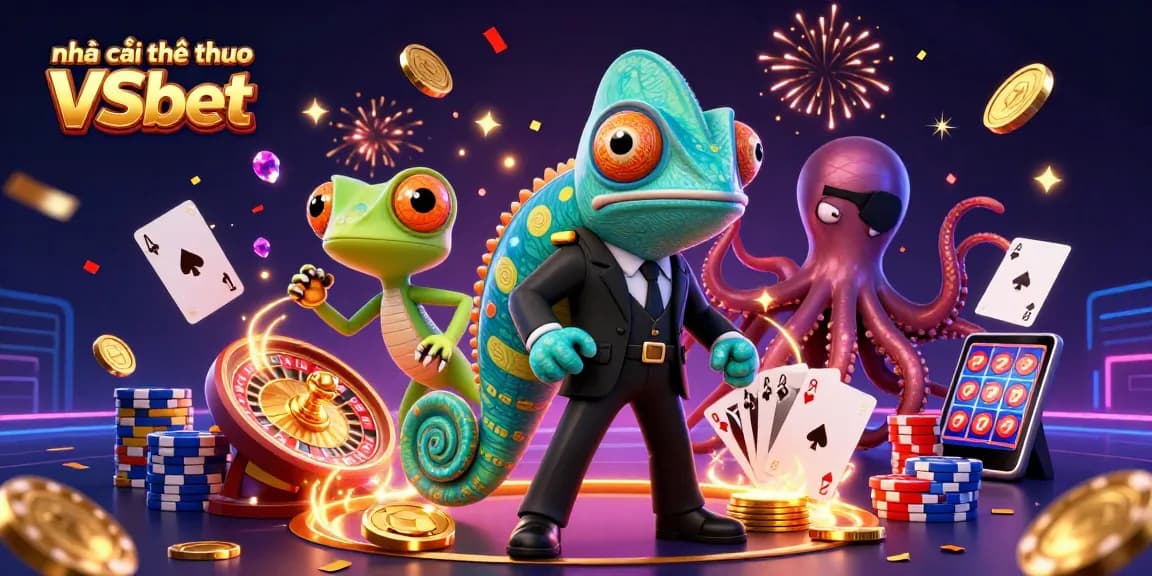 Experience the action at nhà cái thể thao VSbet with colorful casino characters and vibrant gaming elements.