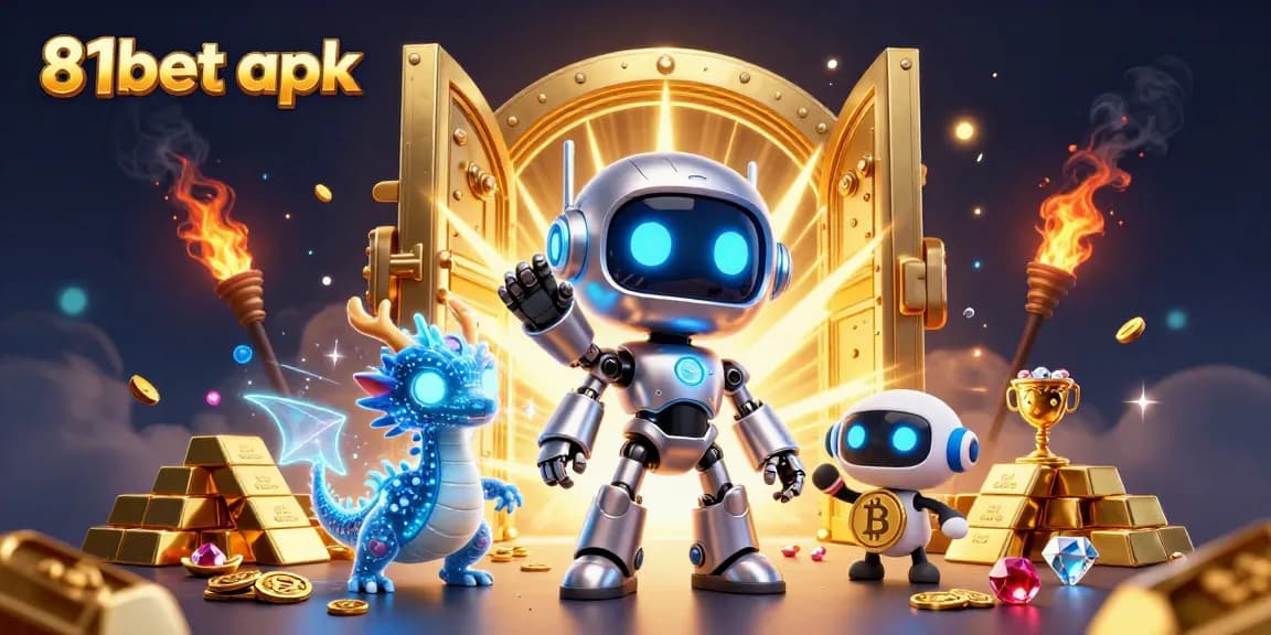 Experience thrilling gameplay with 81bet apk on a dynamic casino-themed 3D illustration.