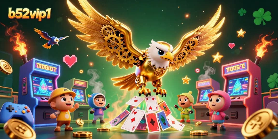 Engage in thrilling card games at b52vip1 with cybernetic characters amidst vibrant casino elements.