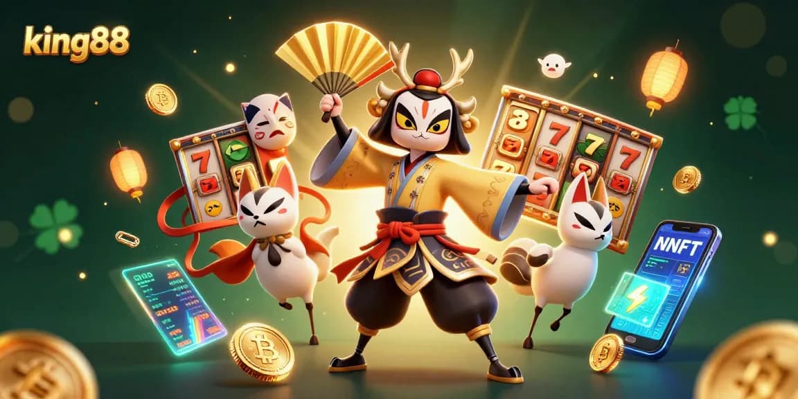 Experience thrilling wins at king88 with vibrant slots and iconic jackpot symbols in this dynamic casino scene.