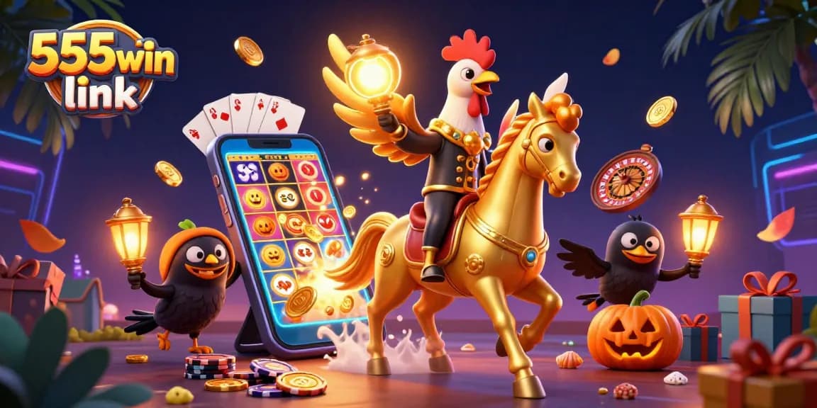Experience the thrill of gaming with 555win link in this vibrant casino illustration.