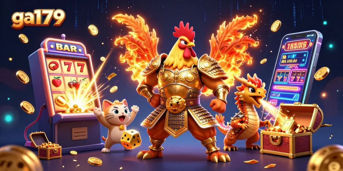 Engage in thrilling ga179 cockfighting action with vibrant characters and rich casino elements.