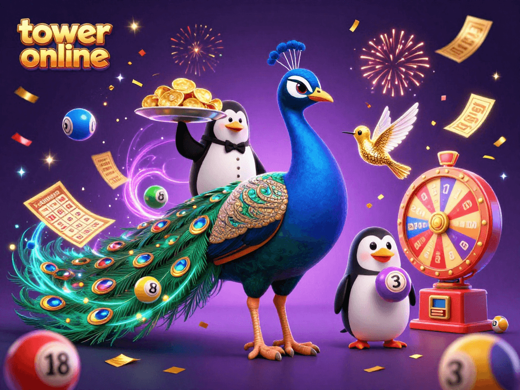 Win big with tower online as vibrant lottery balls and rewards burst around the colorful casino celebration.