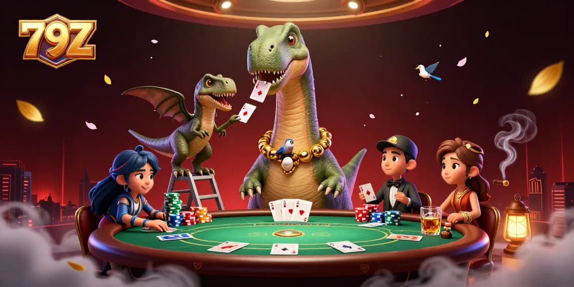 Experience thrilling gameplay at 79Z with a vibrant casino scene featuring poker elements.