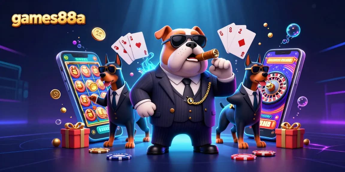 Engage in thrilling gameplay with games88aa, featuring a mafia bulldog and dynamic casino elements.