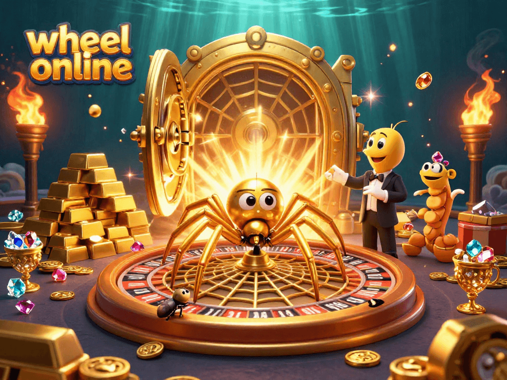 Engage in wheel online gaming with vibrant characters and rich casino elements.
