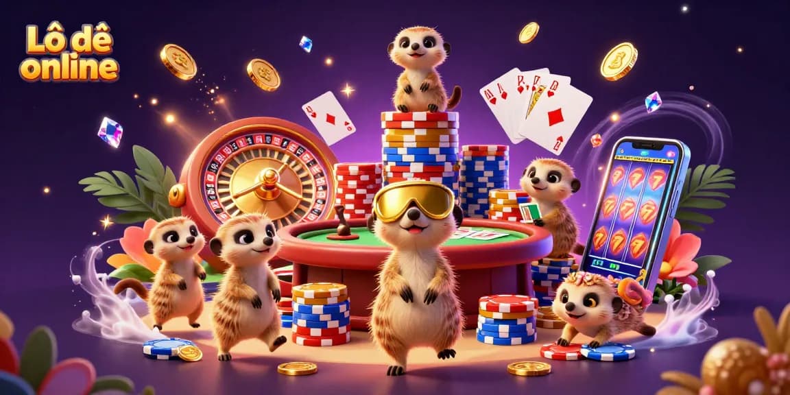 Experience thrilling Lô đề online action with a dynamic meerkat casino scene, showcasing vibrant elements.