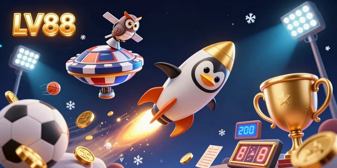 Experience thrilling gambling adventures with LV88 in this vibrant casino-themed digital art.