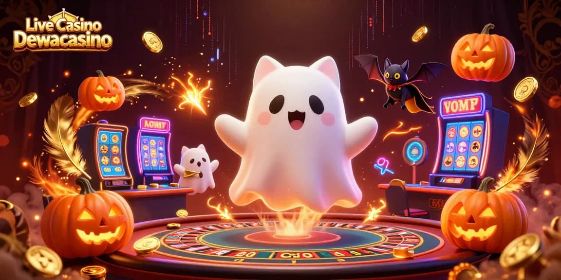 Experience excitement at Live Casino Dewacasino with a ghost cat and vampire bat in action!