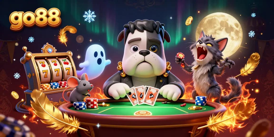 Experience the excitement of go88 with a captivating 3D illustration showcasing casino characters and elements.