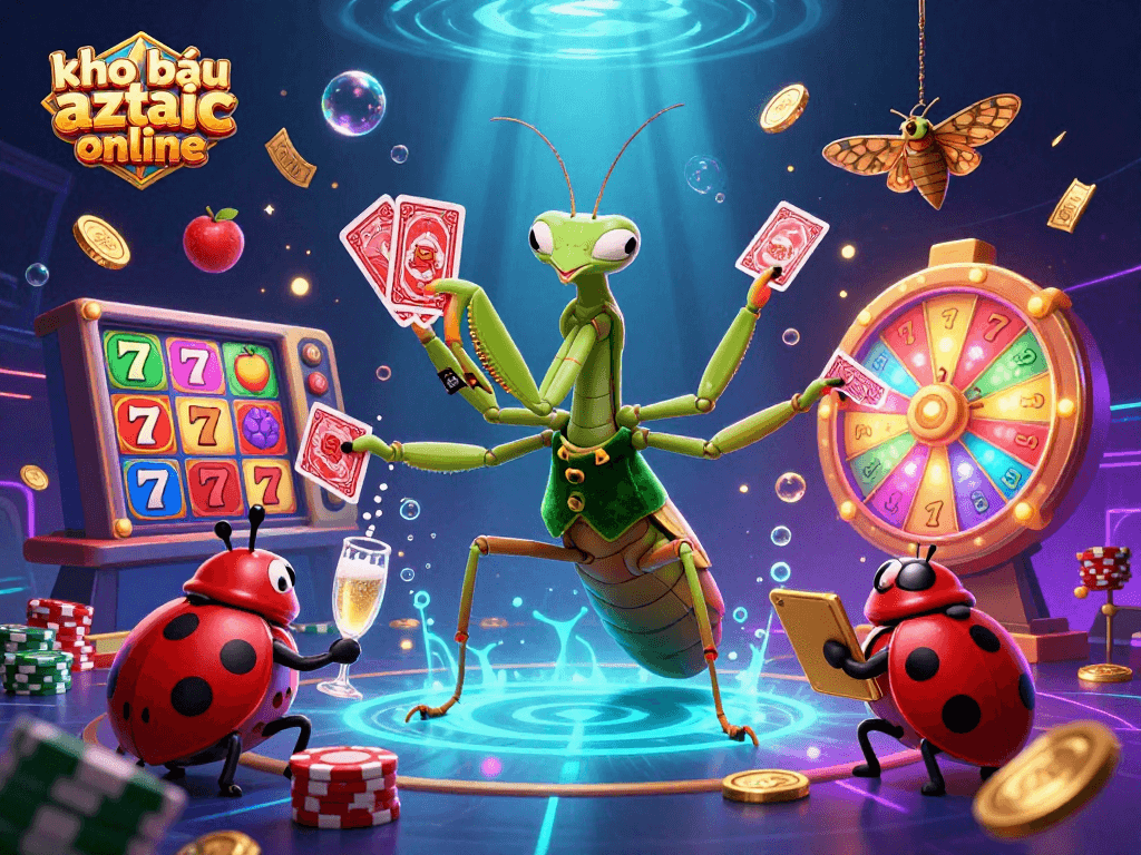 Experience kho báu aztec online with vibrant slot symbols and dynamic characters in a thrilling 3D scene.