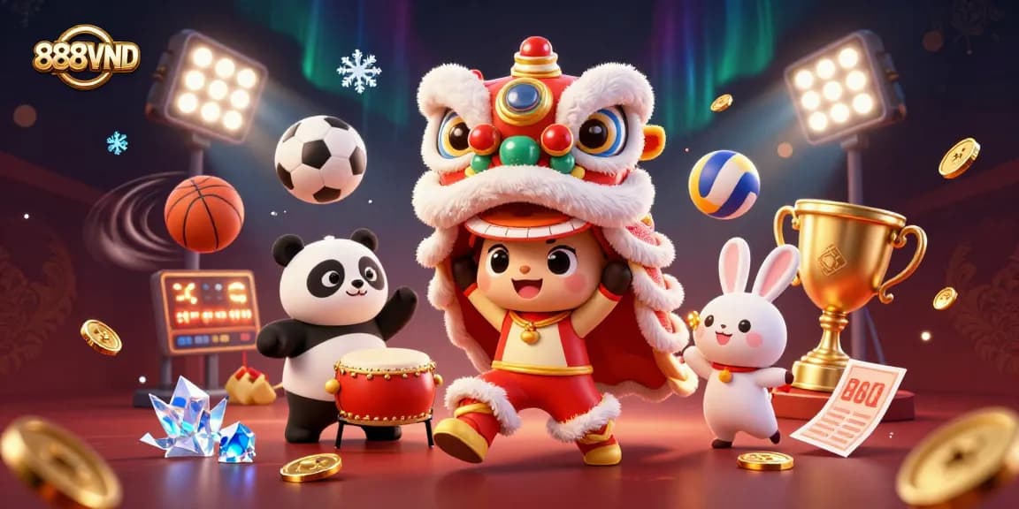 Experience thrilling betting moments at 888VND with lively characters and sports elements.