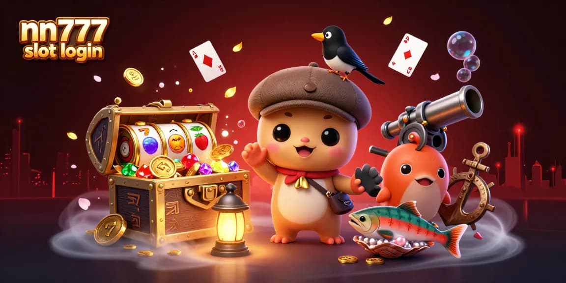 Join the fun at nn777 slot login with baby Nessie and friends amidst vibrant casino treasures!