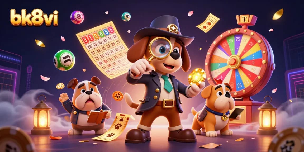 Experience exciting gambling moments with bk8vi as a detective investigates clues around lively lottery balls.