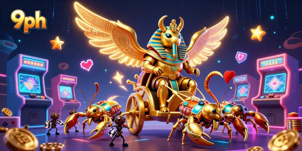 Experience the thrill of 9ph with vibrant casino elements in this engaging 3D illustration.