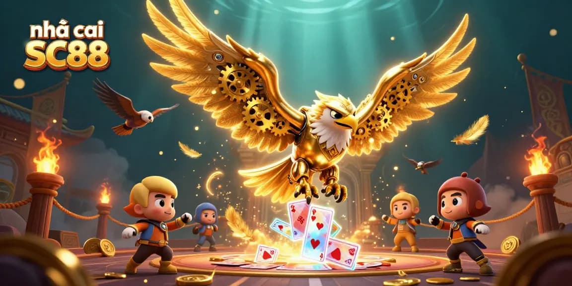 Experience exhilarating gameplay at nhà cái SC88 featuring vibrant casino elements and a dynamic golden eagle.