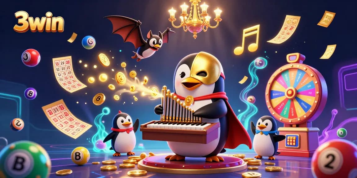 Win big with 3win as golden coins rain down from a whimsical casino scene packed with fun.